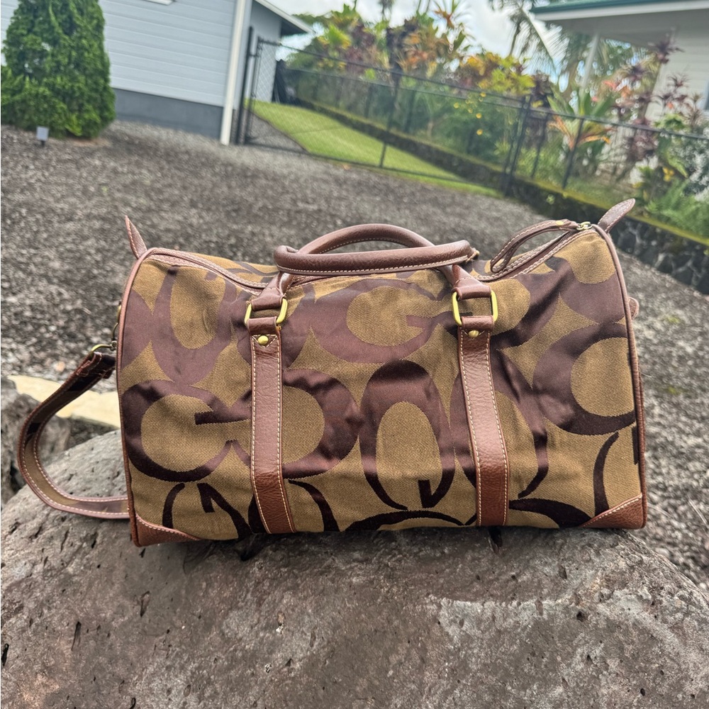 Unbranded Duffle Travel Bag Adjustable Straps Leather Like with Pockets - Picture 9 of 15